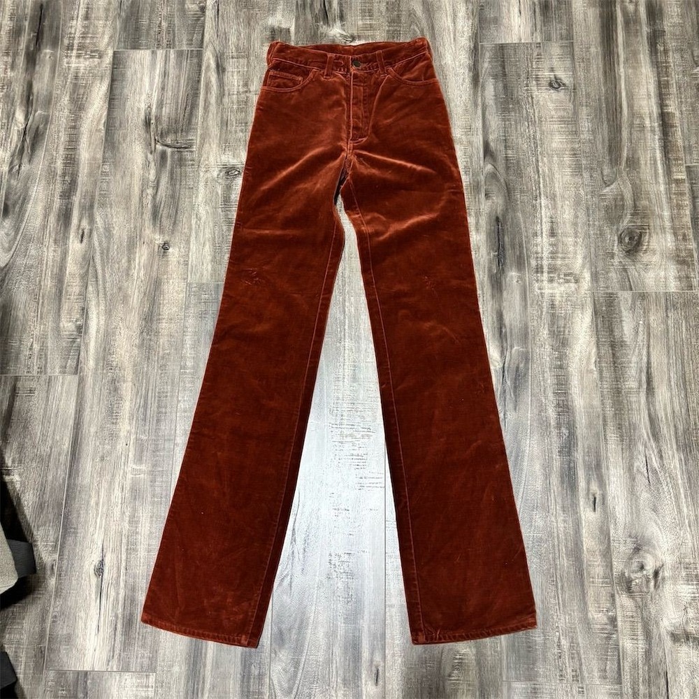 Dobber Vintage Unisex Flared velvet like Trousers Orange‎ Size 28